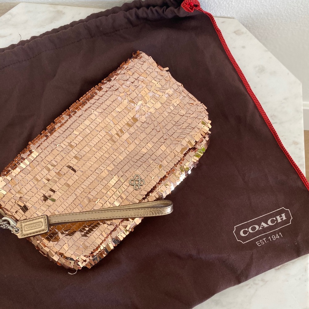 Coach Special Edition Pink Sequins Large Clutch